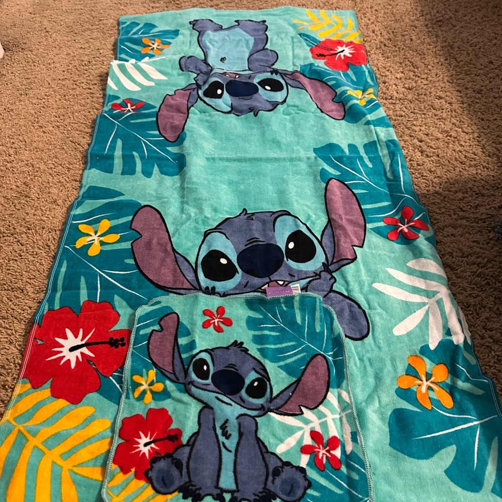 Disney Stitch Beach Towel with small towel bundle